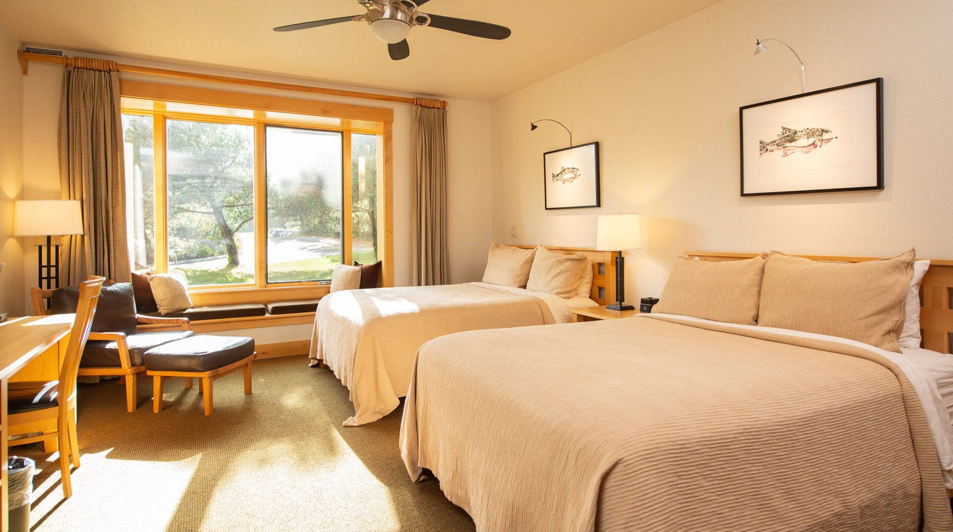 A cozy guest room in The Inn