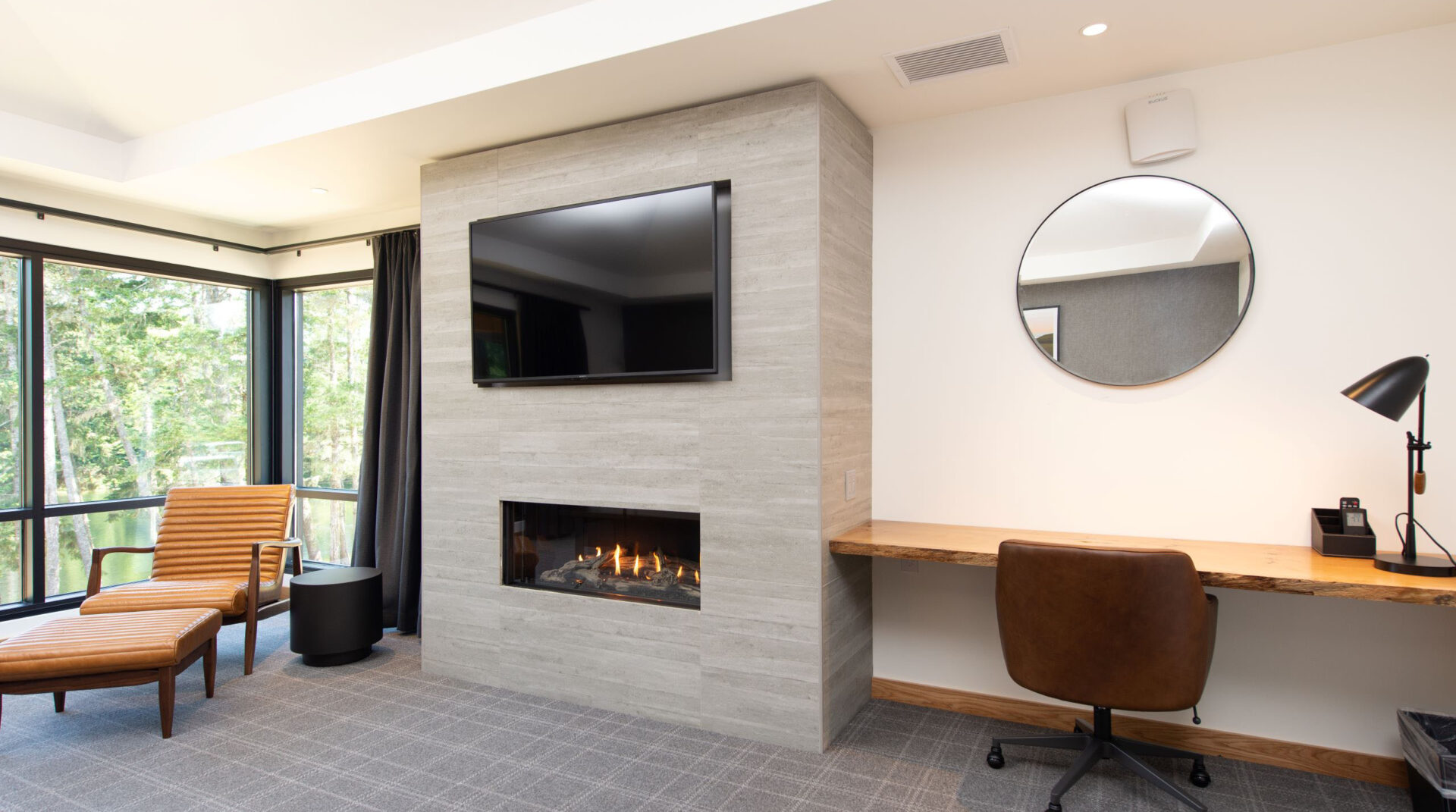 A modern and sophisticated guest room at Round lake