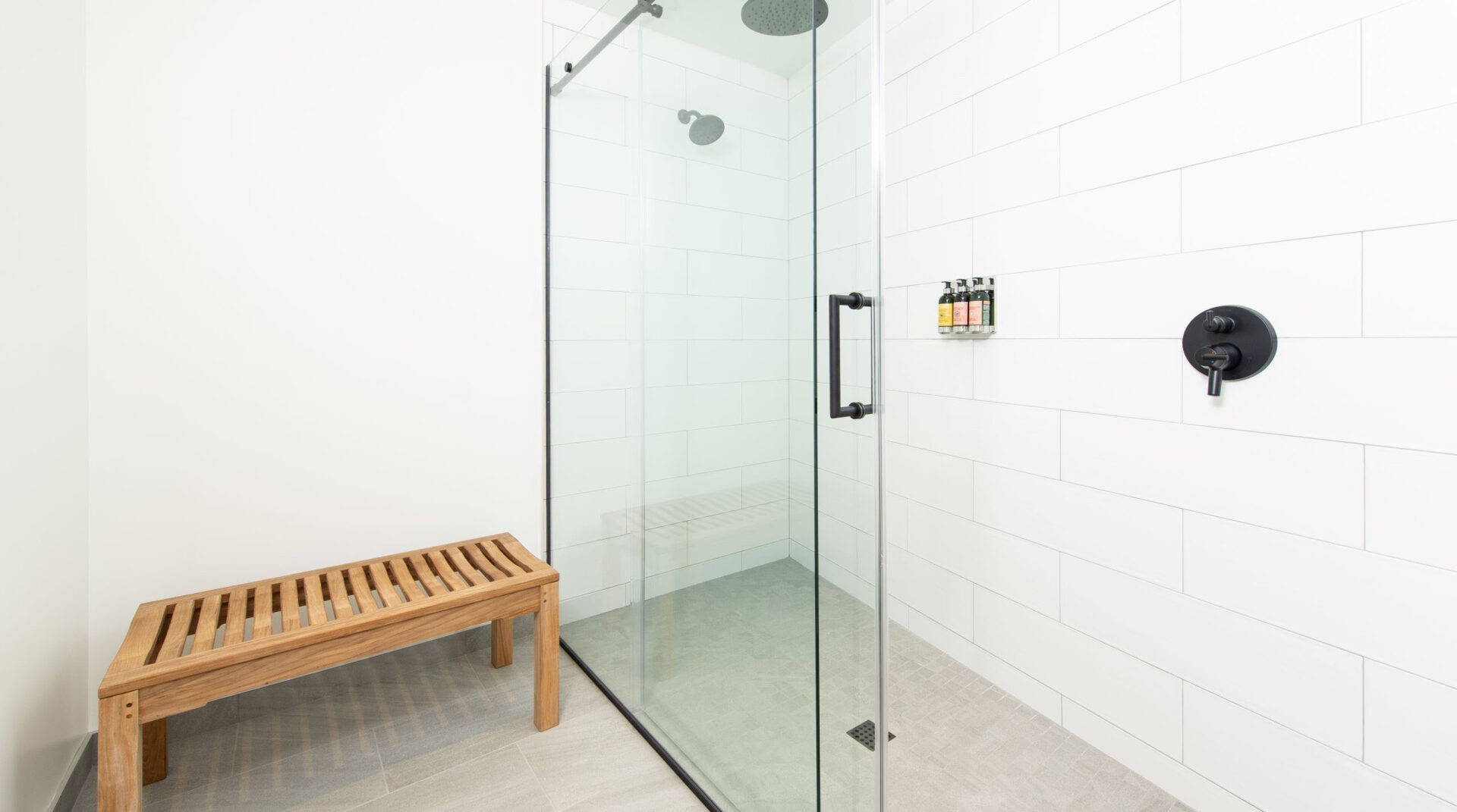 A shower at a Round Lake cabin