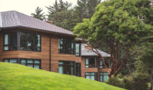 Round lake cabin exterior