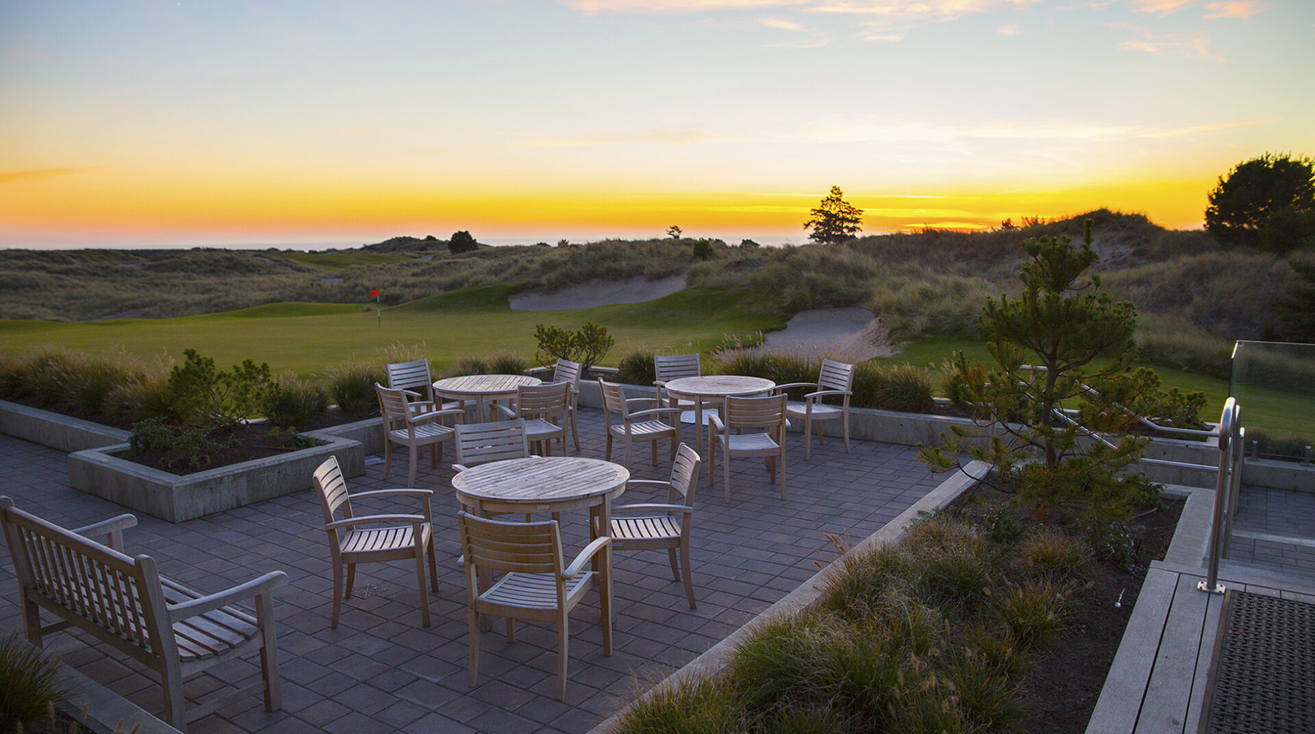 Trails End patio at sunset